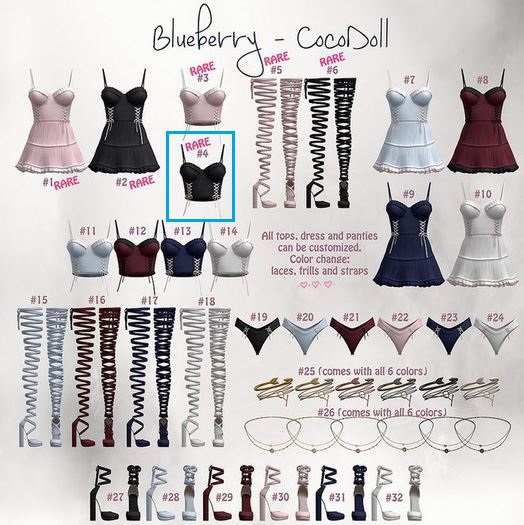 #4 Blueberry - Cocodoll Set - M - Top - Black - RARE