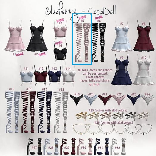 #5 Blueberry - Cocodoll Set - M - Shoes(Tall) - Pink - RARE