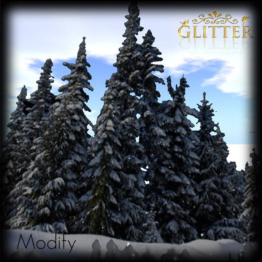 Glitter Winter Trees Background v.2