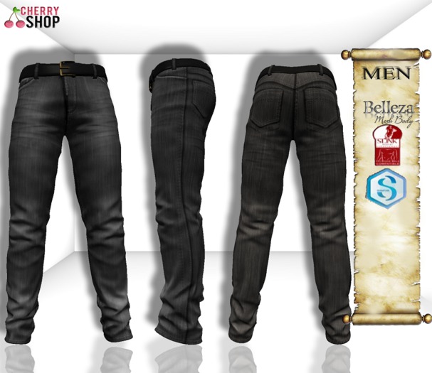 (CHERRY) Black men's jeans