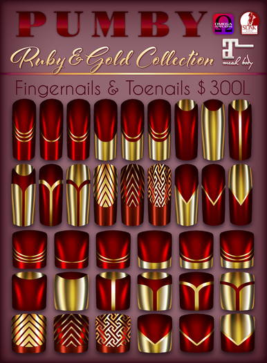 PUMBY* Ruby & Gold Collection - Nail Huds (S-M-O)