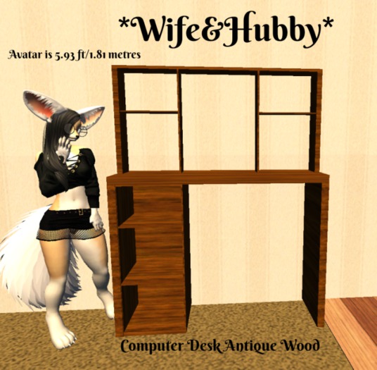 *Wife&Hubby* Computer Desk Antique Wood