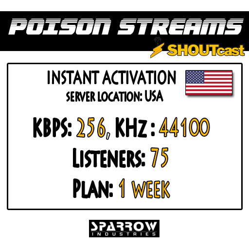 SSC "Shoutcast" "US" (256, 44100, 75 Listeners) 7 Day(s)