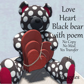 Snuggles - Love Heart Black  bear with poem Boxed