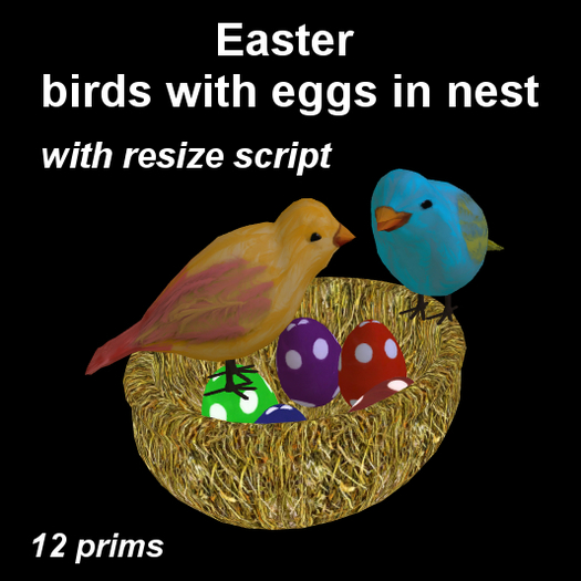 Easter - birds with eggs in nest (with resize script)