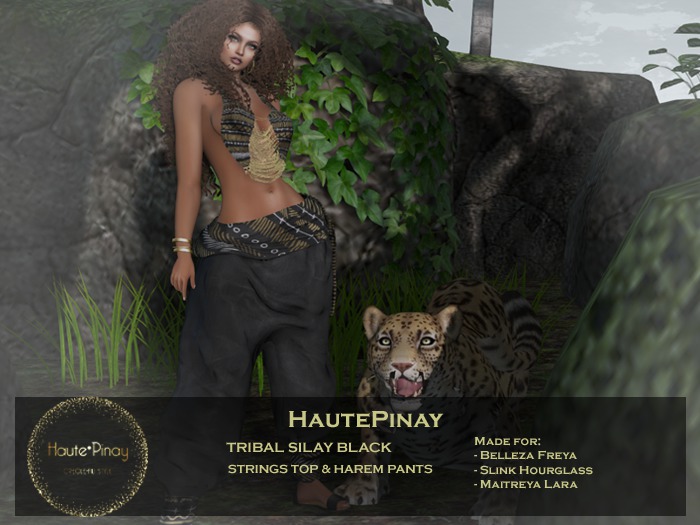 HautePinay [TRIBALSILAYBLACK] Strings Halter Top & Harem Pants