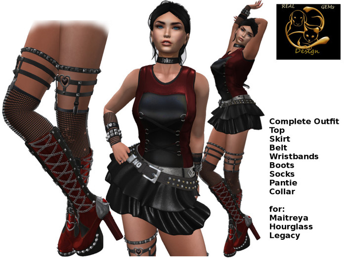 [RG] Red Black Punk Outfit (Box)