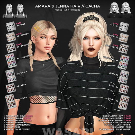 Second Life Marketplace Wasabi // Jenna Mesh Hair 11 Fireworks
