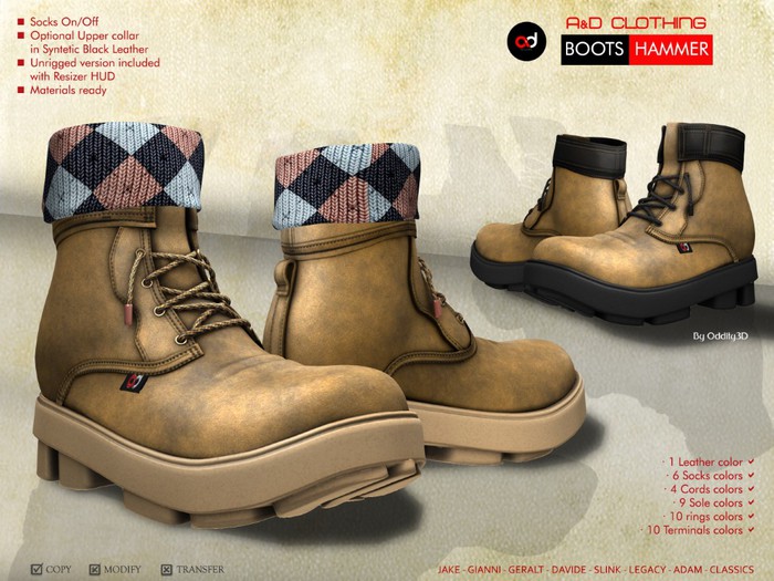 A&D Clothing - Boots -Hammer- Peach