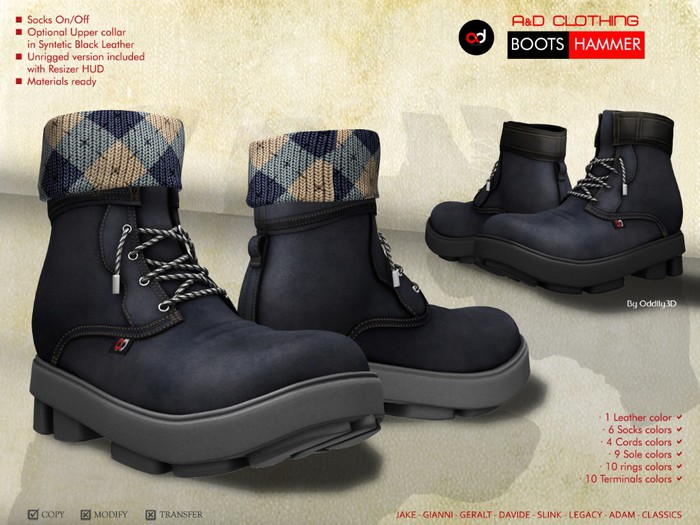 A&D Clothing - Boots -Hammer- Navy