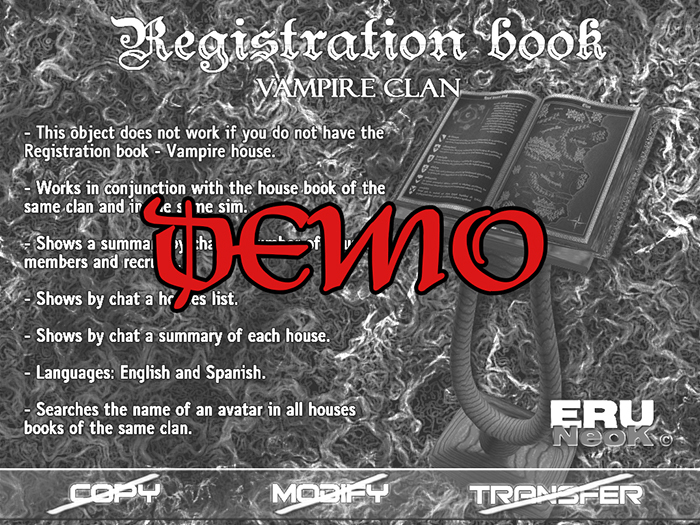 Registration Book - Vampire clan DEMO