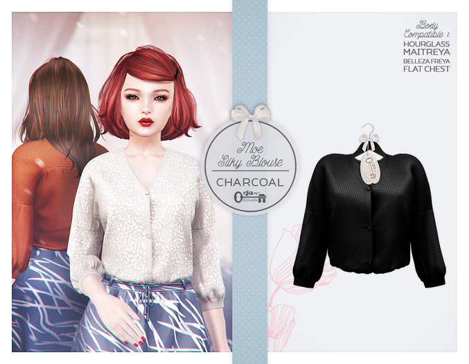 The Secret Store - Moe Silky Blouse - Maitreya Lara, V-Tech, Belleza Freya, Slink Hourglass - Charcoal