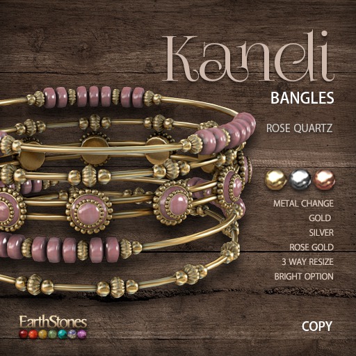 EarthStones Kandi Bangles ~ Rose Quartz