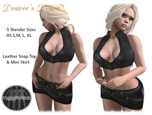 Desiree's Desire:::: Black Leather Snap up Top & Mini Skirt