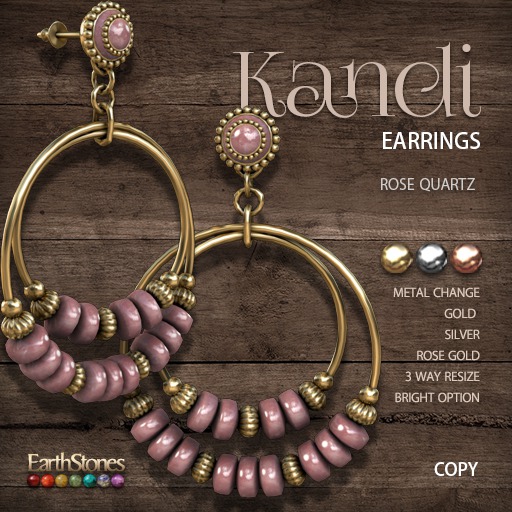 EarthStones Kandi Earrings ~ Rose Quartz