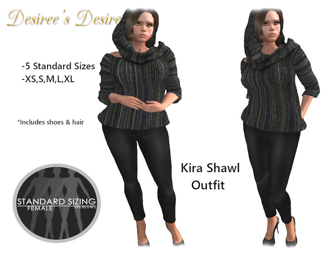 SALE! :::Desiree's Desire's:::: Kira Shawl Outfit, FITMESH +  Color Changer
