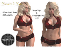 ::::Desiree's Desire:::: Red Hot Leather Snap Top & Booty Shorts