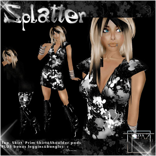 T-SQ~ Splatter Dress~ Grayscale