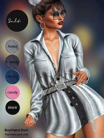 .SALT - BOYFRIEND SHIRT - DENIM [WEAR]