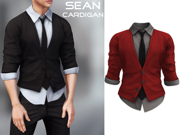 Mossu - Sean Cardigan - Red (Wear)