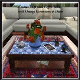 Cosmos Delft-tiled Coffee Table with Orange Geraniums & D (BOX)