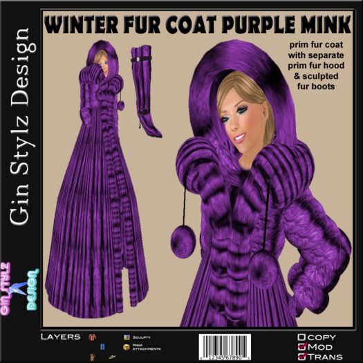 Winter Fur Coat - Purple Mink