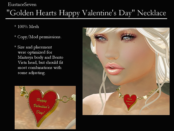 EustaceSeven "Golden Hearts Happy Valentine's Day" Necklace