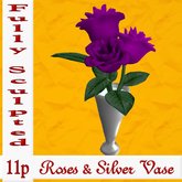 Roses in Vase "Fully Sculpted" (Purple/Silver)