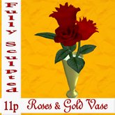 Roses in Vase "Fully Sculpted" (Red/Gold)