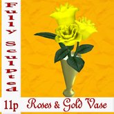 Roses in Vase "Fully Sculpted" (Yellow/Gold)