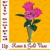 Roses in Vase "Fully Sculpted" (Pink/Gold)
