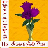 Roses in Vase "Fully Sculpted" (Purple/Gold)