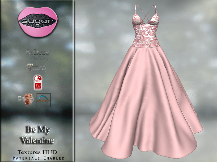 :-:SUGAR:-: Be My Valentine Gown {HEARTS TEXTURE HUD}
