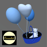 teddy bear in basket - blue