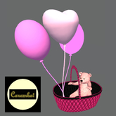 teddy bear in basket - pink