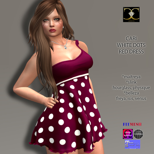 CARI WHITE DOTS RED DRESS
