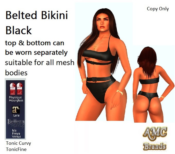 Belted Bikini - Mesh - Black