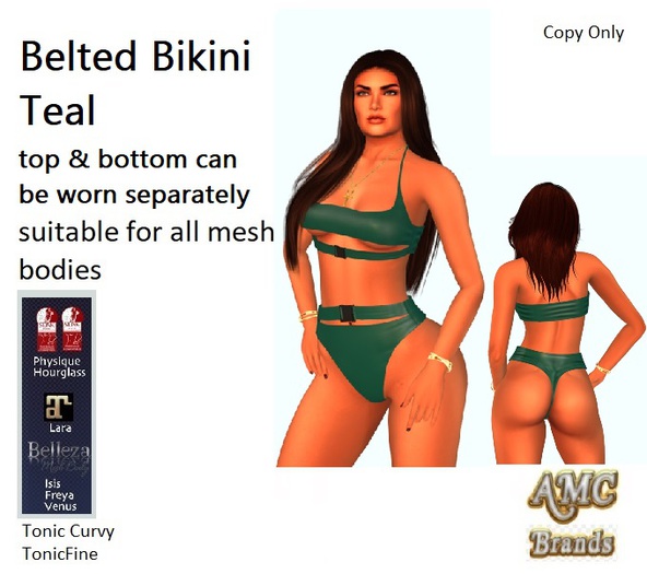 AMC Belted Bikini Teal