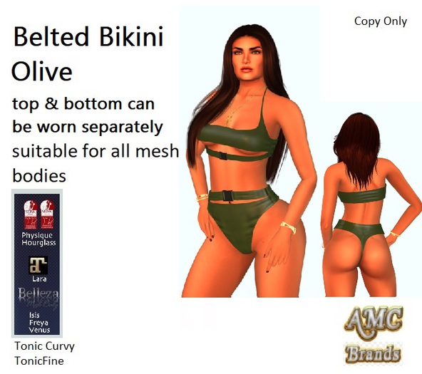 Belted Bikini - Mesh - Olive