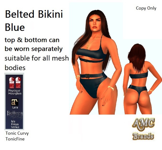Belted Bikini - Mesh - Blue
