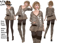 [CT] "Sweet like a Tiger" Brown Outfit - 9 sizes - Tights Applier & BoM - Overknees Boots