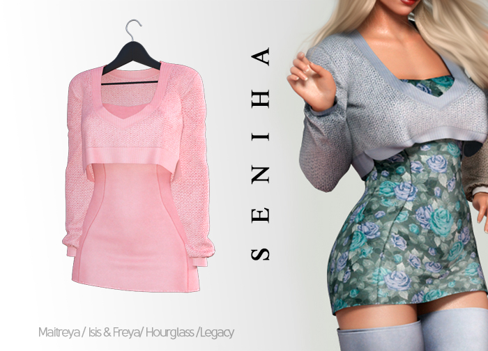 Seniha. Dome Dress&Sweater // Coral