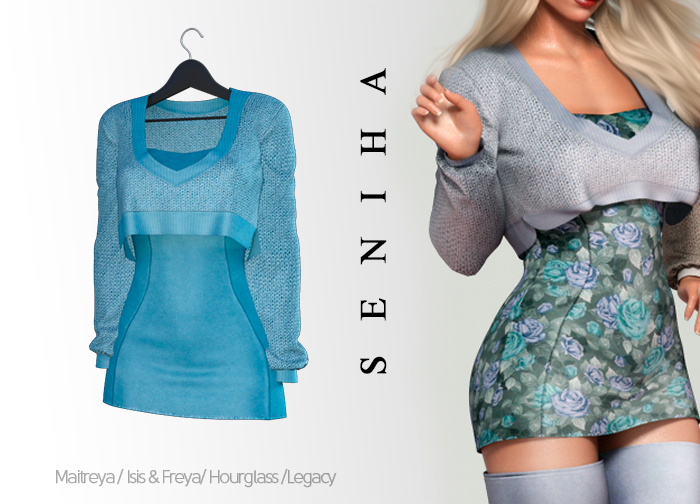 Seniha. Dome Dress&Sweater // Blue