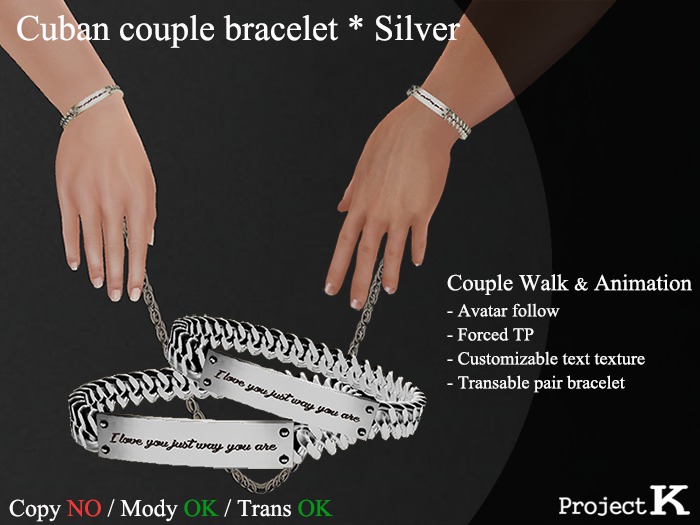 Project K Cuban couple bracelet * Silver (UNISEX)