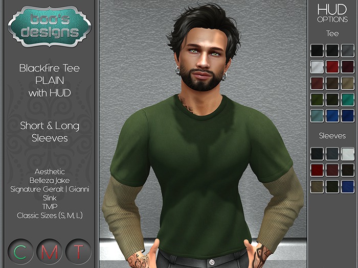 *BD* BLACKFIRE TEE ~ PLAIN ~ FATPACK ~ WITH HUD