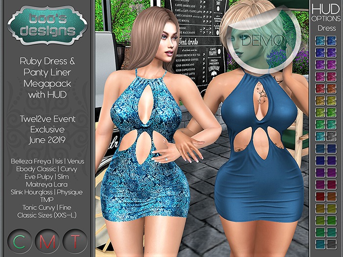 *BD* RUBY DRESS & PANTY LINER WITH HUD ~ MEGAPACK ~ DEMO