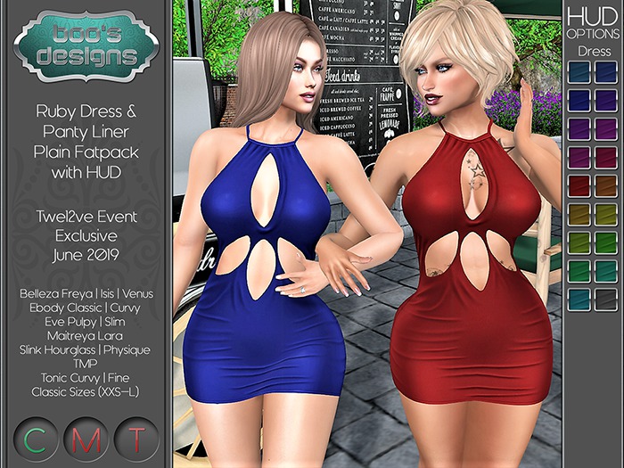 *BD* RUBY DRESS & PANTY LINER WITH HUD ~ PLAIN ~ FATPACK
