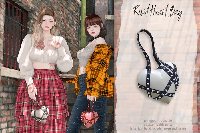 Kiru - Rivet Heart Bag (White)