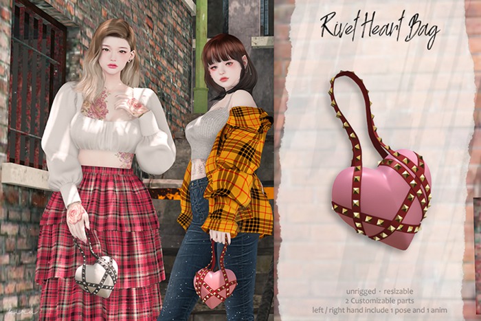 Kiru - Rivet Heart Bag (Pink)