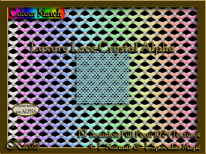 !Kushi! LuxuryLaceCRYSTALALPHA Textures -WearToUnpack